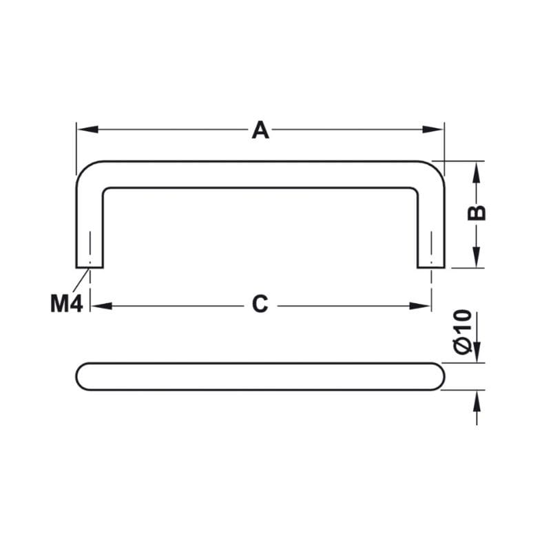 Tay nắm tủ inox Hafele 155.01.233 (xước mờ)